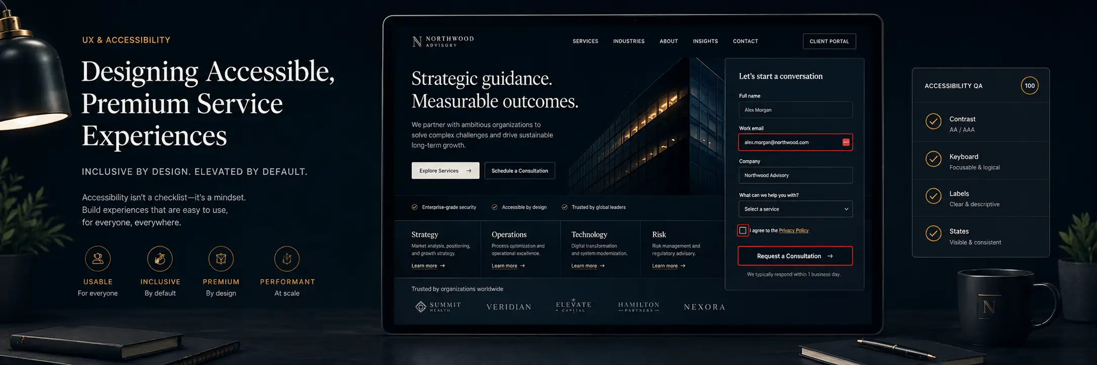 Accessible premium interface design for service websites article visual