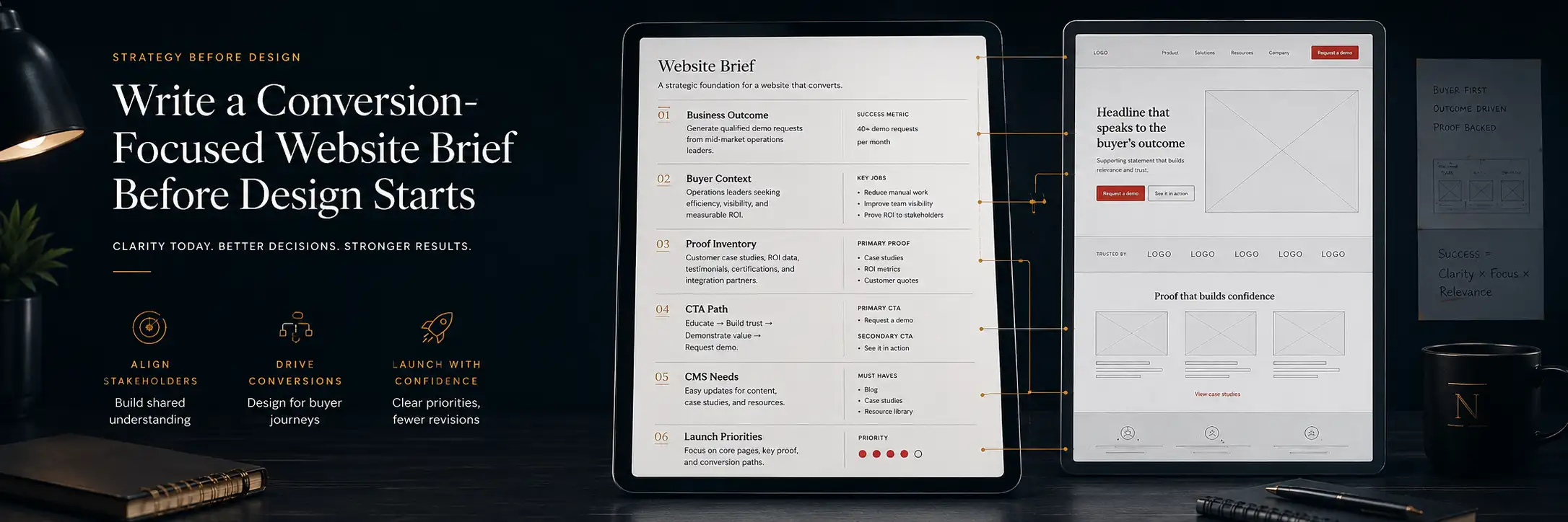 How to write a conversion-focused website brief before design starts article visual