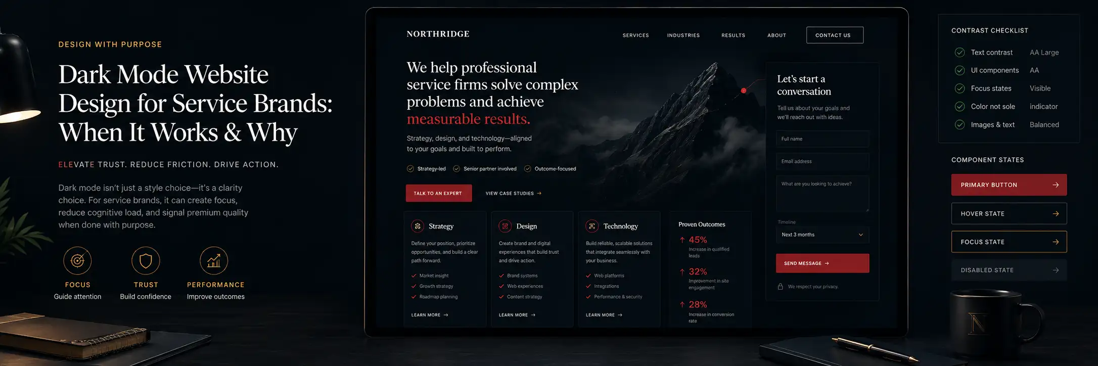 Dark mode website design for service brands: when it works article visual