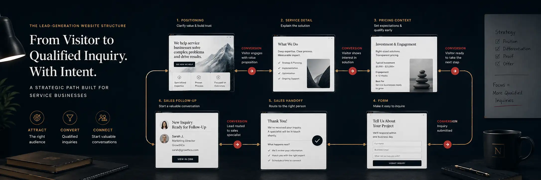 Lead generation website structure for service businesses article visual