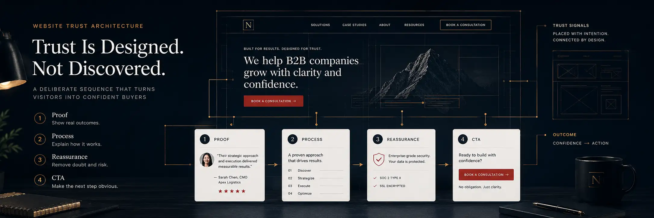 Website trust architecture: how to organize proof, process, and CTAs article visual