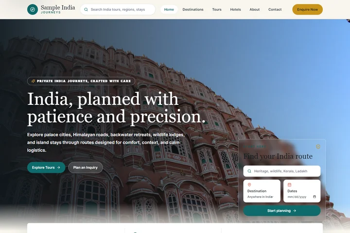 Sample India Journeys website thumbnail
